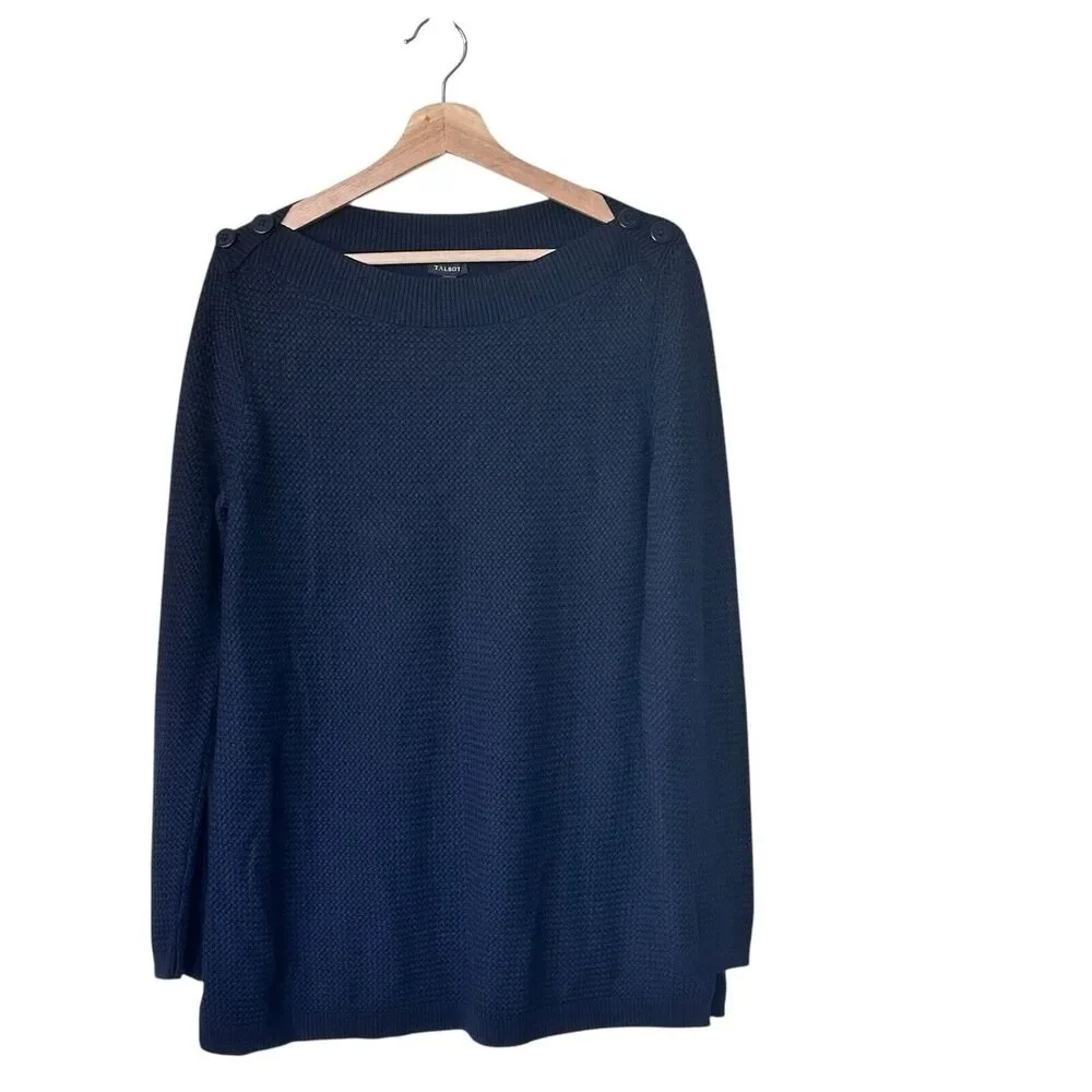 NWT Talbots Sweater Large Basket Weaver Knit Boat  cotton blend